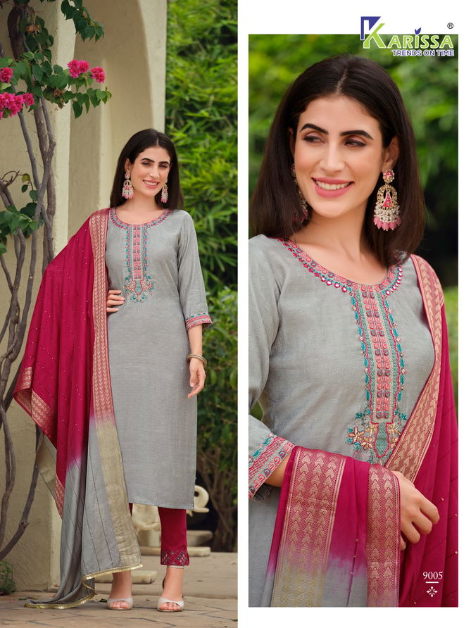 Nora By Karissa Fancy Viscose Silk Readymade Suits Catalog
 